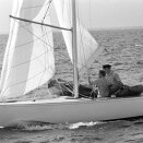 Crown Prince Harald is part of the Norwegian sailing team during the Tokyo summer games in 1964.  Here during test trip with "Fram III". (NTB  / Scanpix)